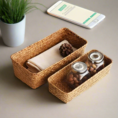 Panier en jonc de mer | Petit rangement, naturel et polyvalent