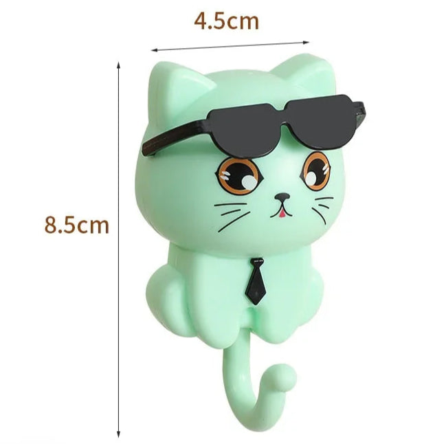 Porte clé mural | Chat amusant avec lunettes de soleil