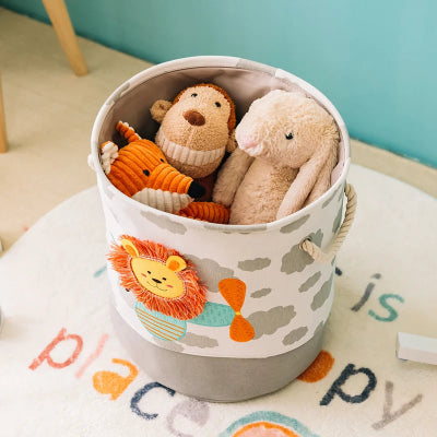 panier-linge-pliable-chambre-enfant-bebe-motifs-animaliers-adorable-lion-jouet-rangement