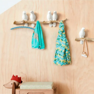 crochet-mural-oiseaux-sur-branche-chambre enfant-porte-manteaux-rangement-mural-décoratif