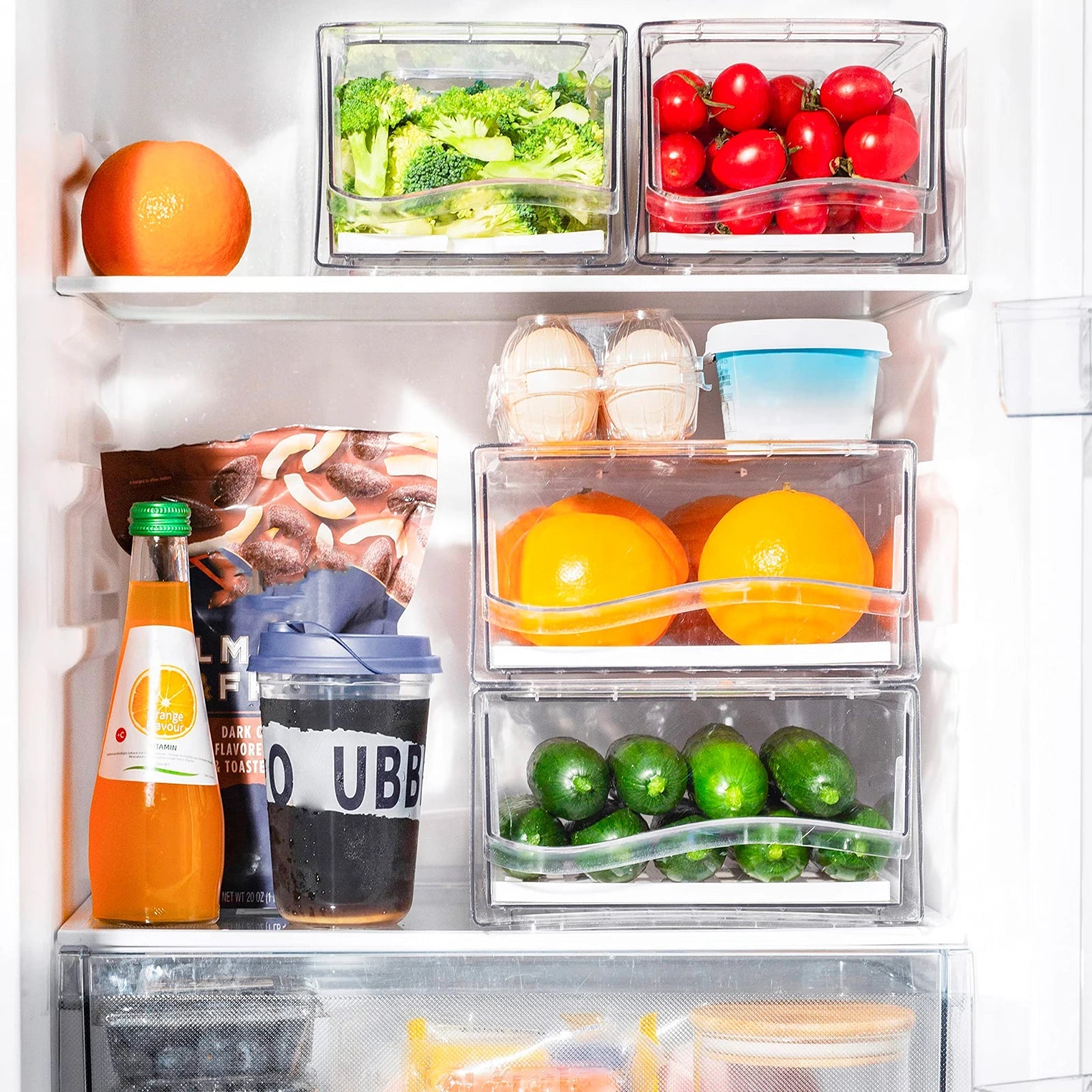 Étagère De Rangement Transparente Pour Frigo - 28.3x24.3x7.3 Cm, Empilable, En Plastique AS Robuste