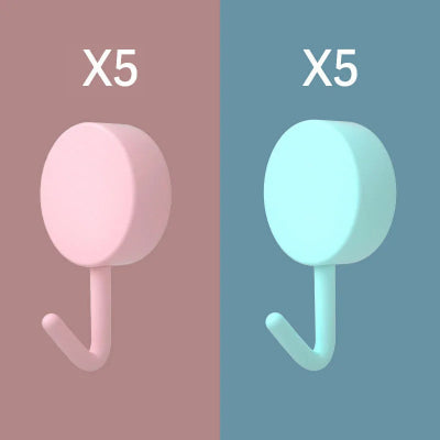 crochets-muraux-crochet-mural-lot-de-10-crochets-rose-bleu pâle-auto-adhésif-salle-de-bain-cuisine-chambre-enfant-plastique-coloré-rangement-bureau