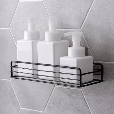 étagère douche sans perçage-noire-élégant-polyvalent-durable-autocollants